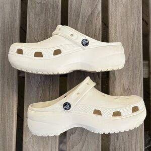 CROCS Women's Creamy White Platform Clogs - size w8